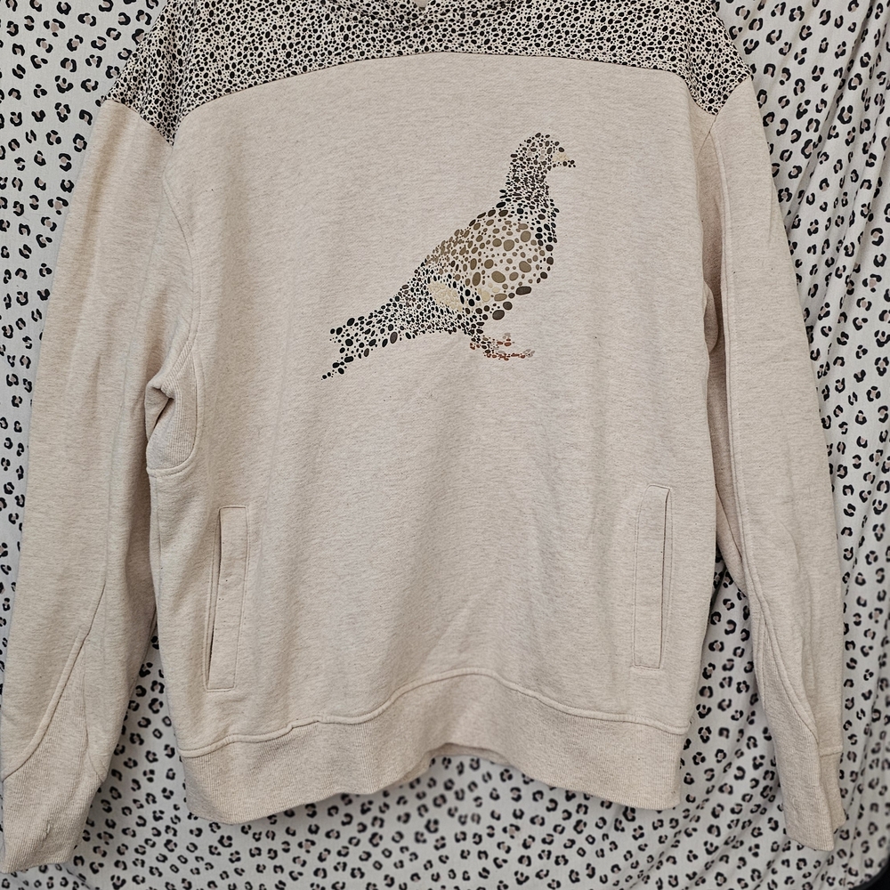 Stylish Cream Bird Print Sweatshirt